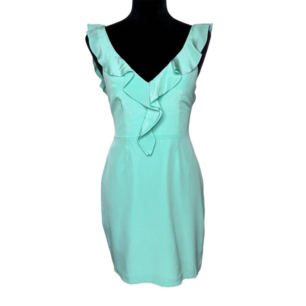 AMANDA UPRICHARD Women’s Mint Ruffle V-Neck Mini Cocktail Dress